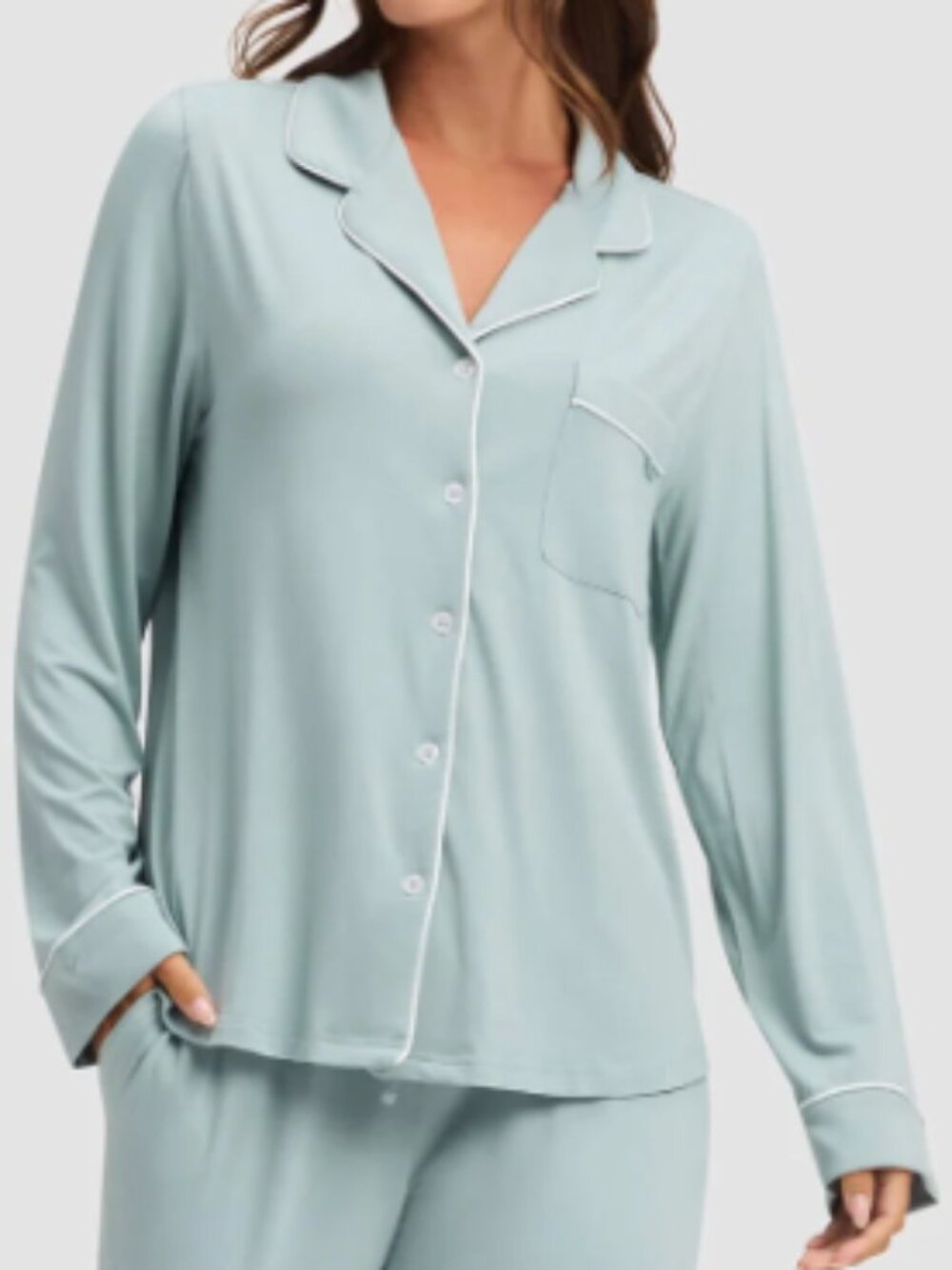 Cozy Earth Bamboo Stretch-Knit Long Sleeve Pajama Set XXL 2XL Powder Blue NWT